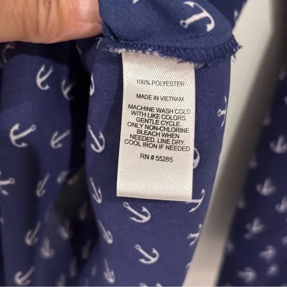 Express Portofino Blue Button Down Shirt Semi Sheer Nautical Anchor Size Large - Picture 10 of 10